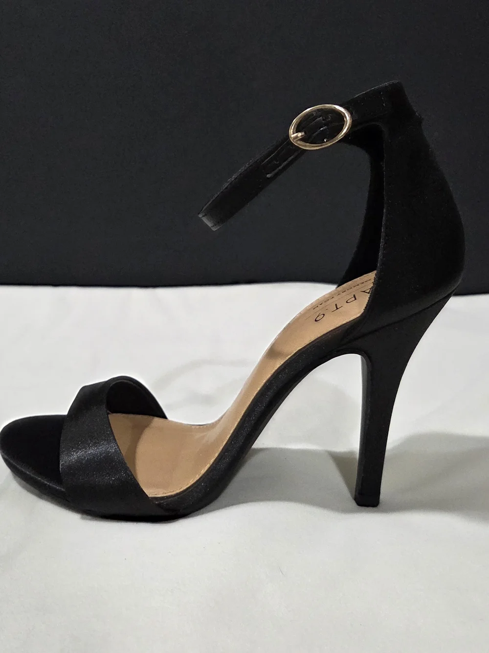Apt. 9 Black Satin Ankle-Strap Stiletto Sandals